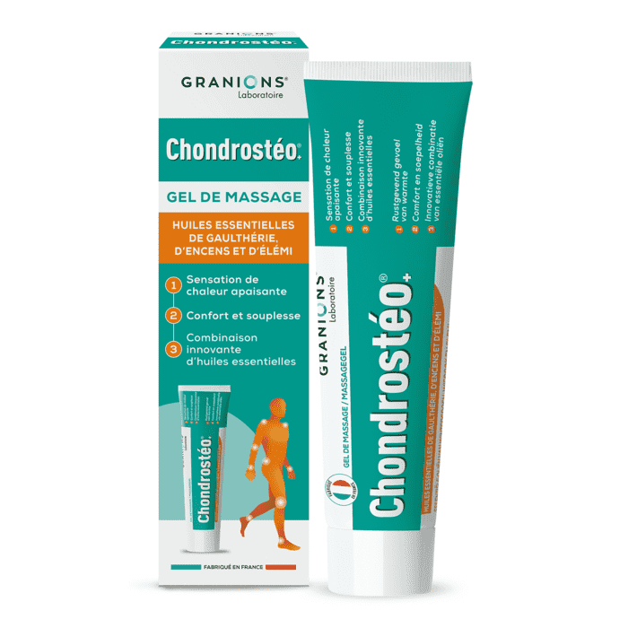 Gel chondrostéo 100 ml à base d'Huiles Essentielles de Gaulthérie, D'encens et D'Élémi - Texture Non Grasse et Non Collante Testé Dermatologiquement Laboratoire des Granions