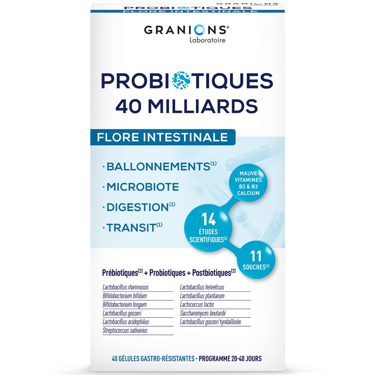 Granions - Probiotiques 40 milliards - Flore Intestinale 