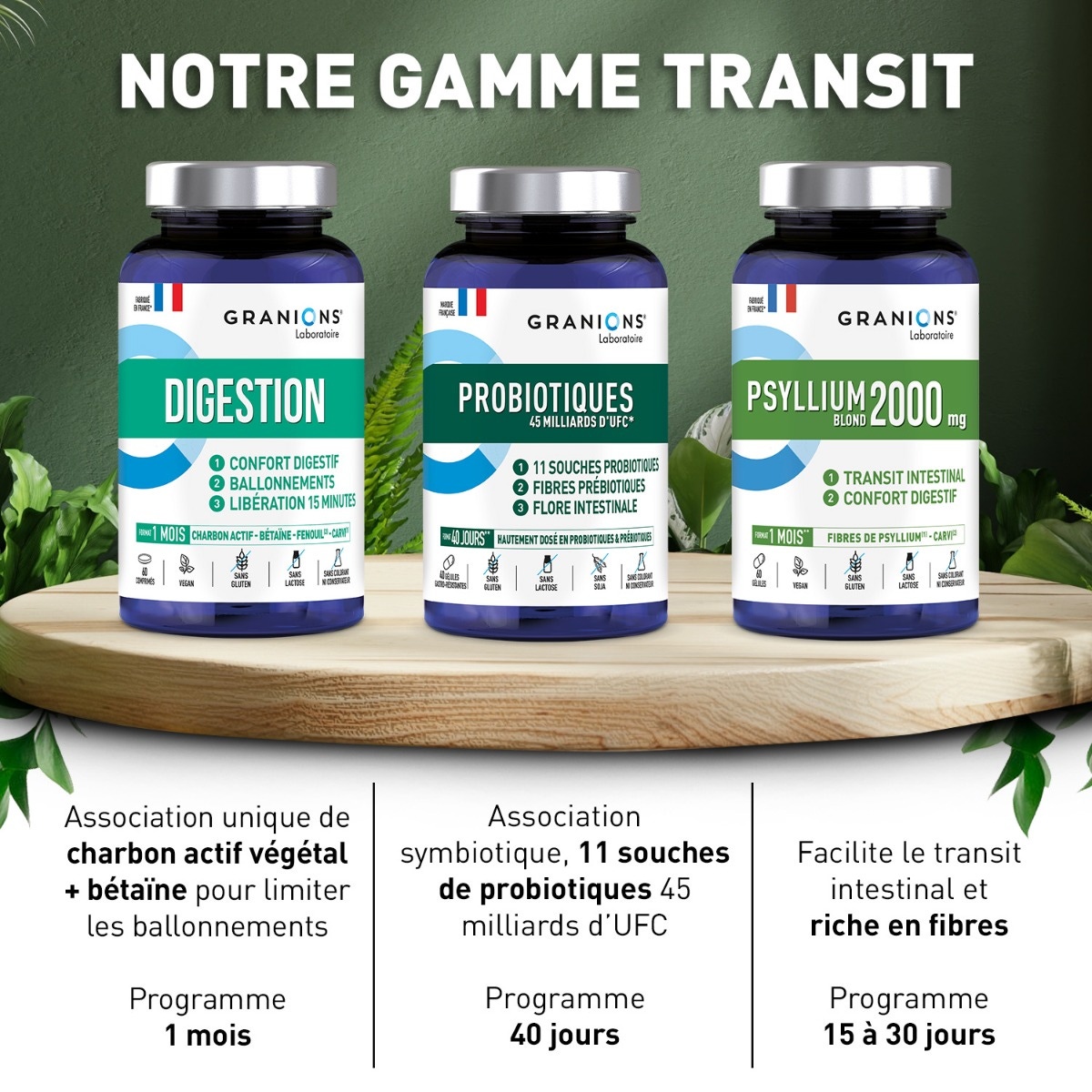 Psyllium blond GRANIONS 2000mg avec Magnésium + Pruneau + Mauve