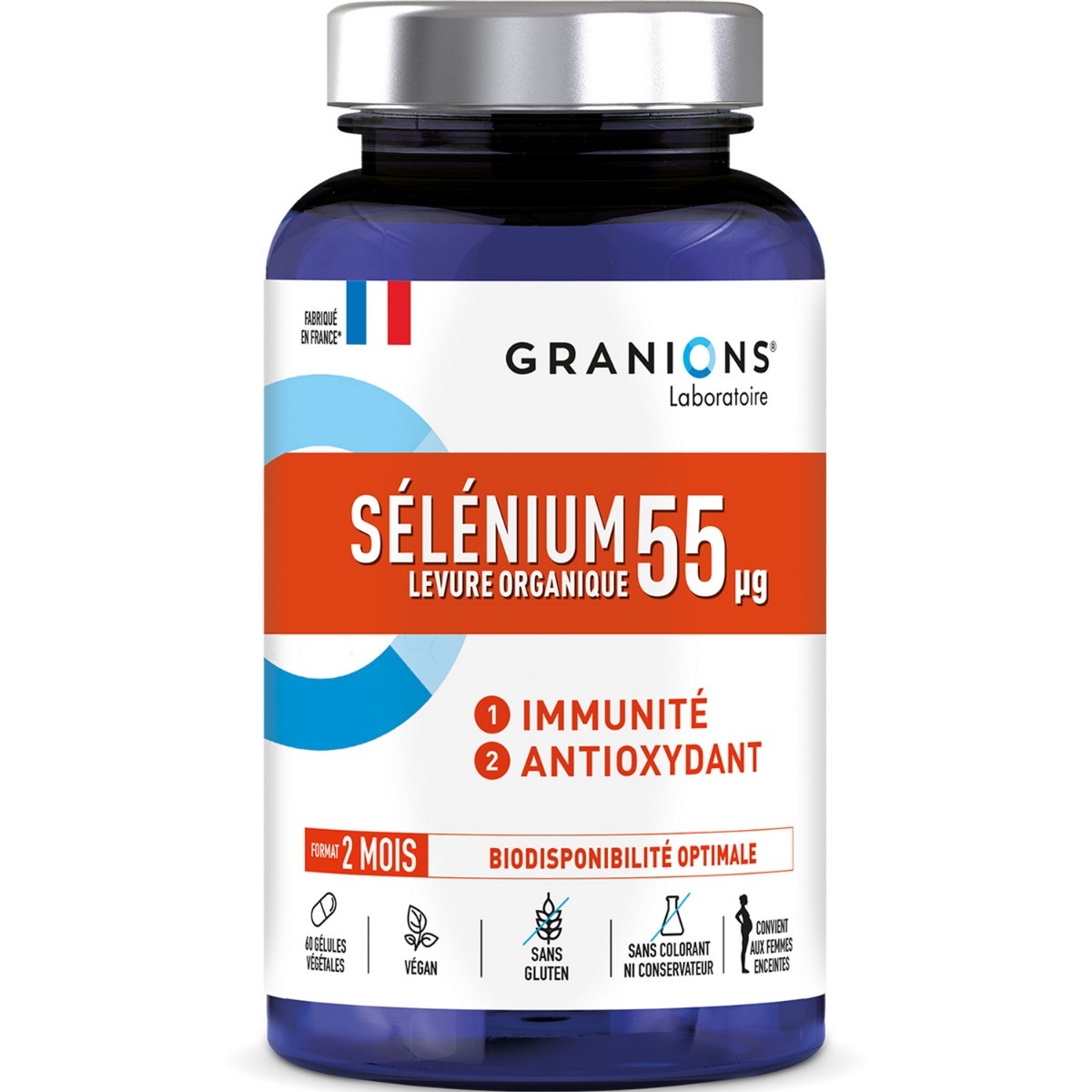 Sélénium 55 µg - 60 gélules - oligoélément essentiel - Convient aux femmes enceintes