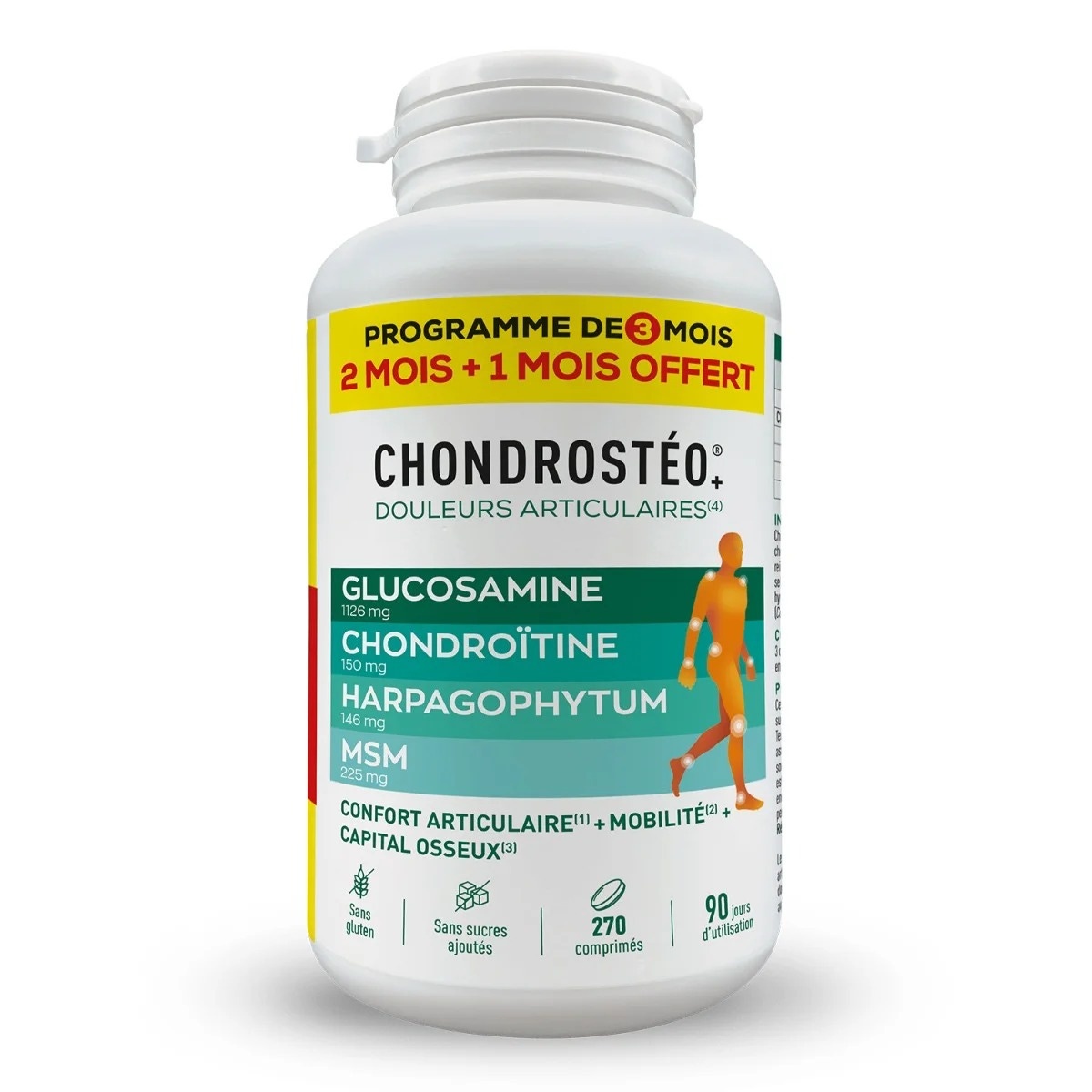 Granions Chondrostéo 270 comprimés - Répare les articulations - Programme de 2 mois + 1 offerts (3 mois)