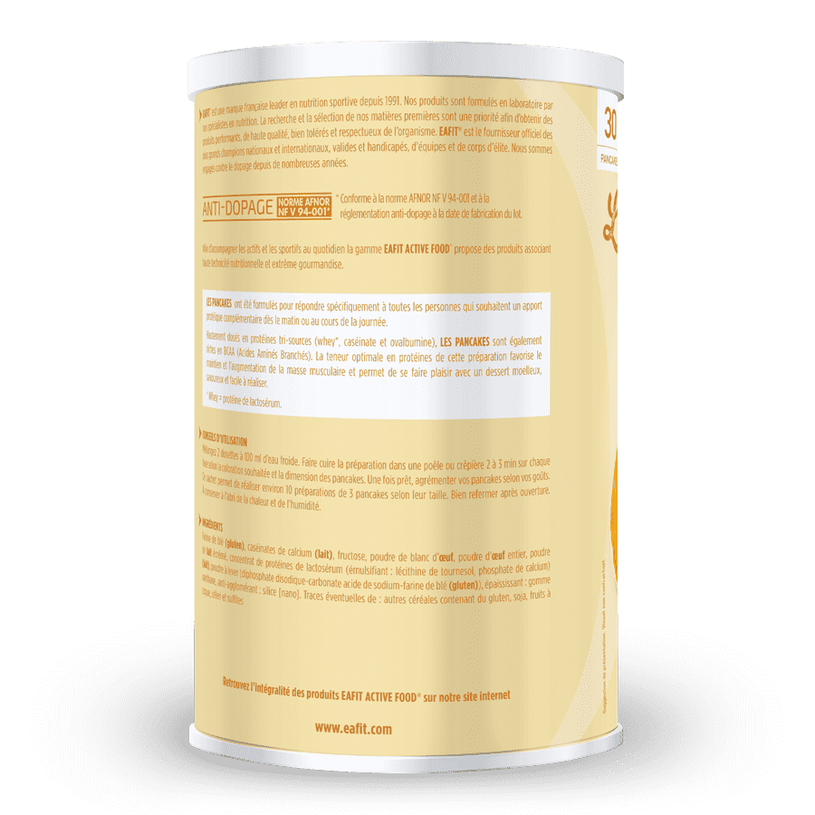 EAFIT Pancake Hyperprotéinés saveur nature - 400g - Pour 10 service de 3 pancake - 16 g de protéines - gauche