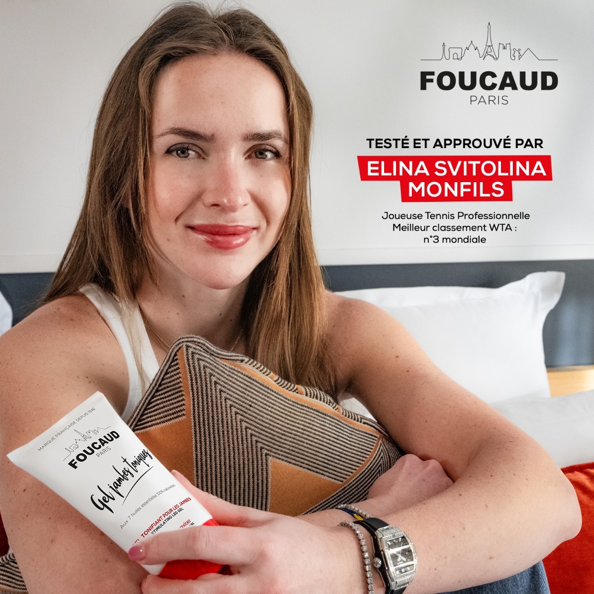Gel jambes toniques foucaud testé par Elina Svitolina monfils