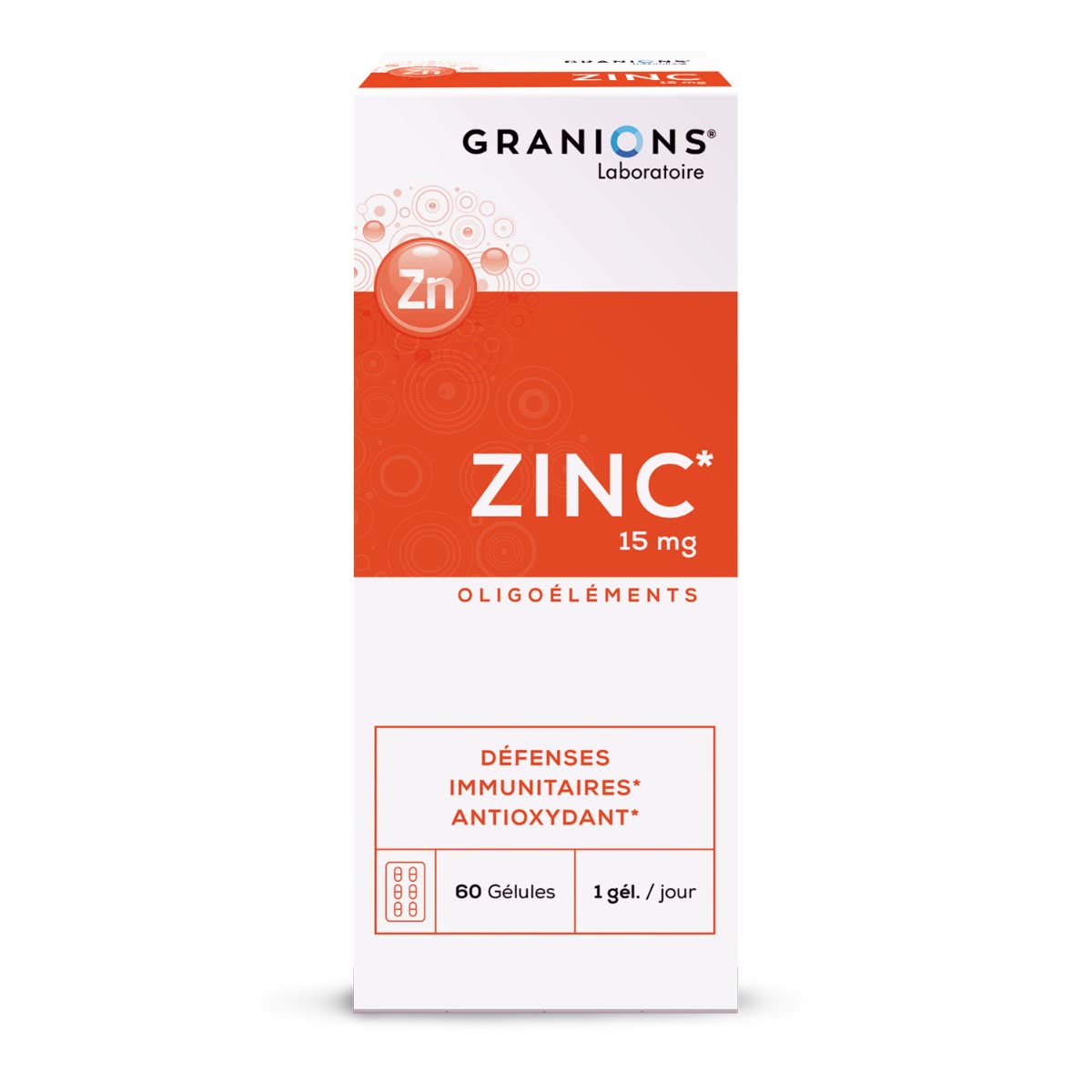 Granions de Zinc 15 mg - Aide à stimuler les défenses immunitaires et possède une action anti-oxydante