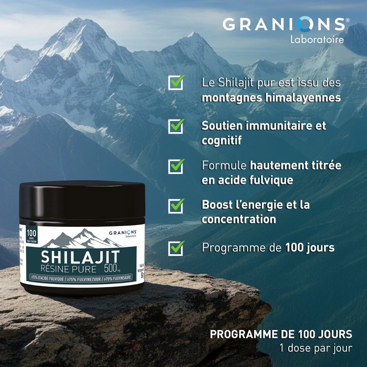 GRANIONS - Shilajit résine pure 500mg