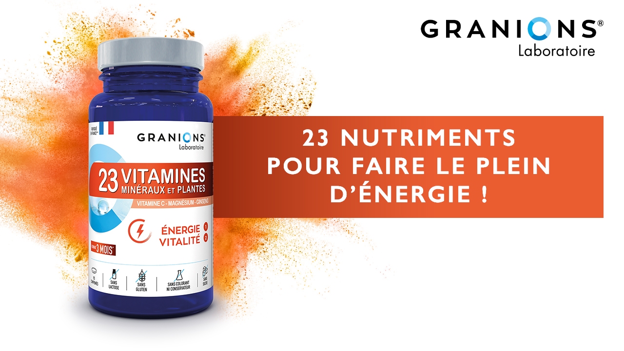 Un multivitaminé associant 23 nutriments pour faire le plein d’énergie !