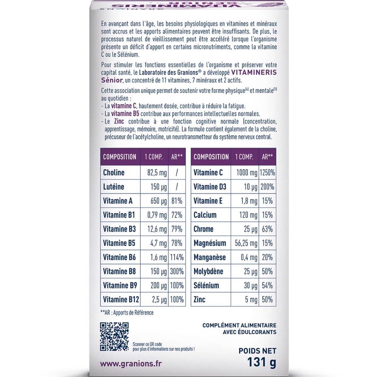Vitamineris Senior 1000mg - 30 comprimidos 