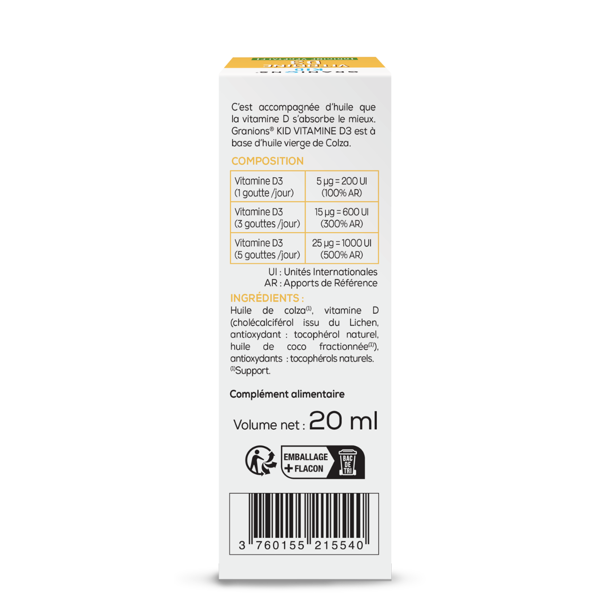 Vitamine D3 - Dos